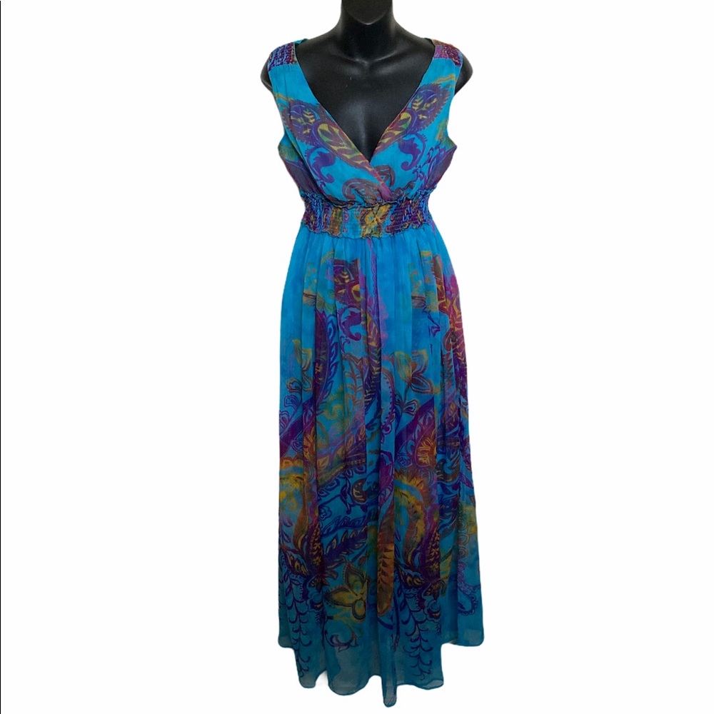 Stunning blue multi color dress